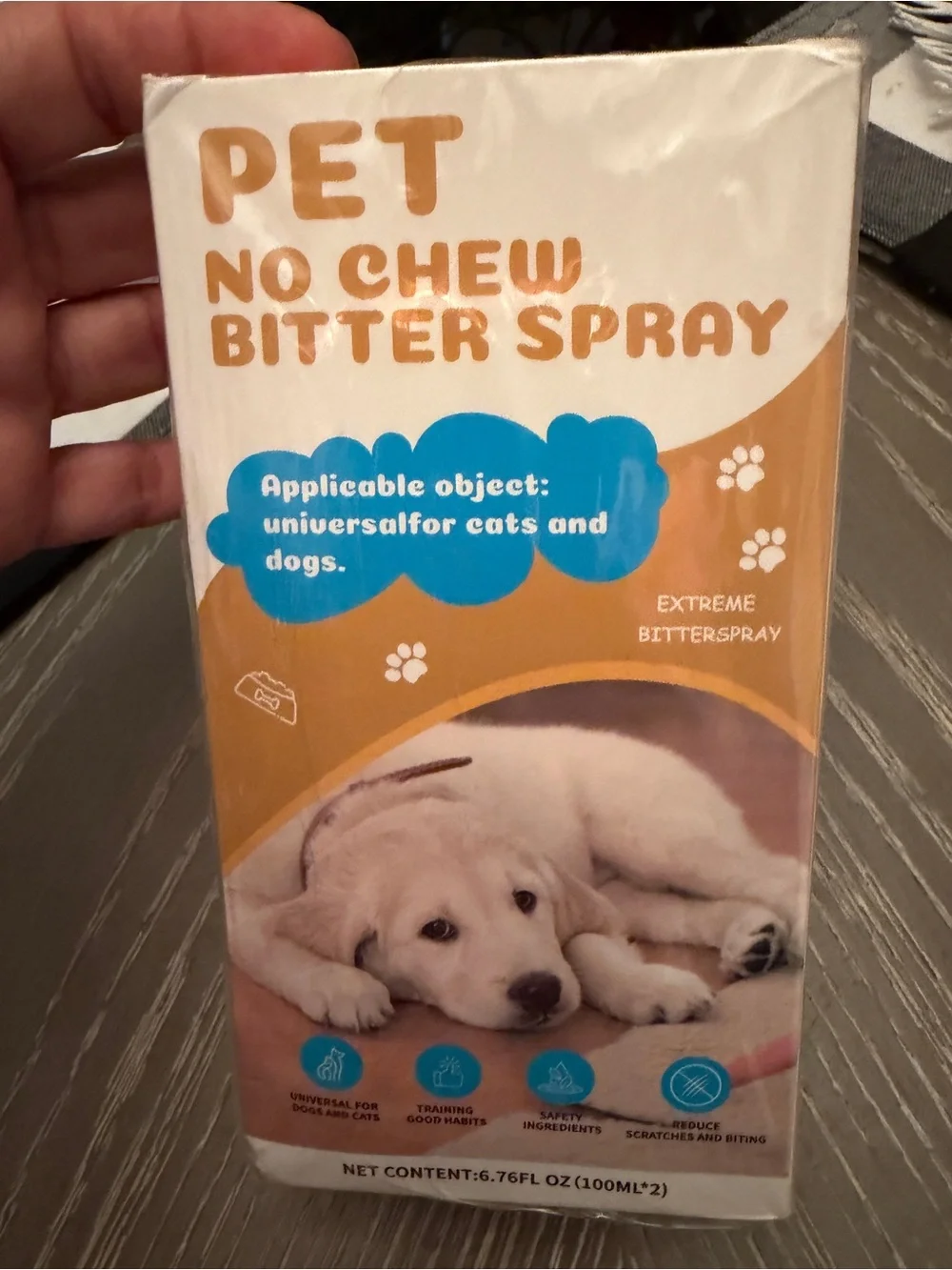 Pet No Chew Bitter Spray - White, Blue, Gold